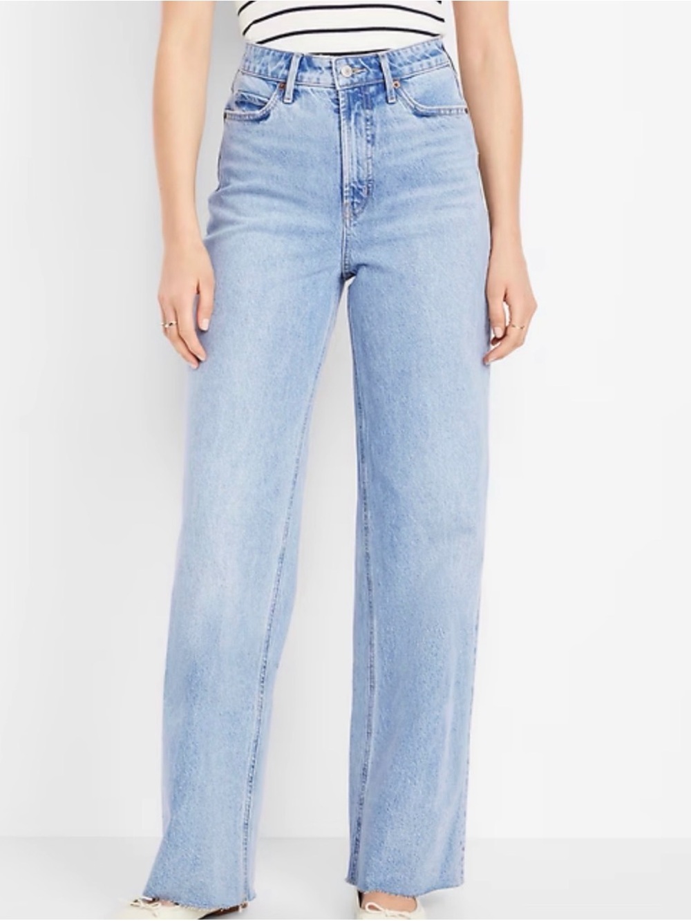 Old Navy Extra High Waist Wide Leg Jeans Size 6 Petite Light Wash Brand New